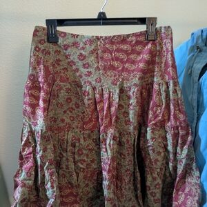 Chaps Red and Green Floral Maxi Skirt